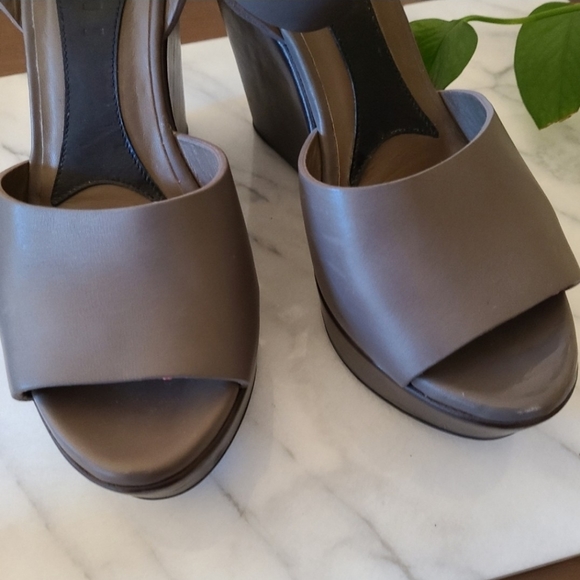 MARNI Taupe Leather Wedge Ankle Strap Sandals 36 - Picture 7 of 7